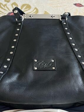 Black Stud-Trim Leather Tote - Patricia Nash